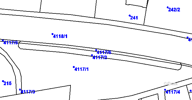 Parcela st. 4117/6 v KÚ Jaroměř, Katastrální mapa