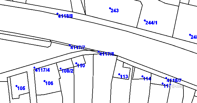 Parcela st. 4117/8 v KÚ Jaroměř, Katastrální mapa