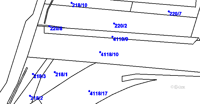 Parcela st. 4118/10 v KÚ Jaroměř, Katastrální mapa