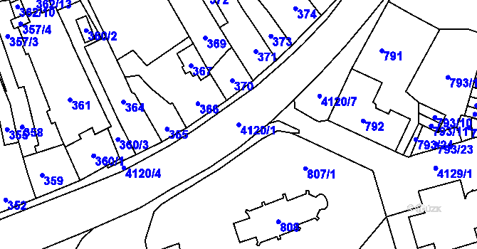 Parcela st. 4120/1 v KÚ Jaroměř, Katastrální mapa