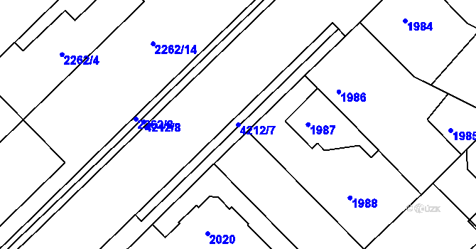 Parcela st. 4212/7 v KÚ Jaroměř, Katastrální mapa