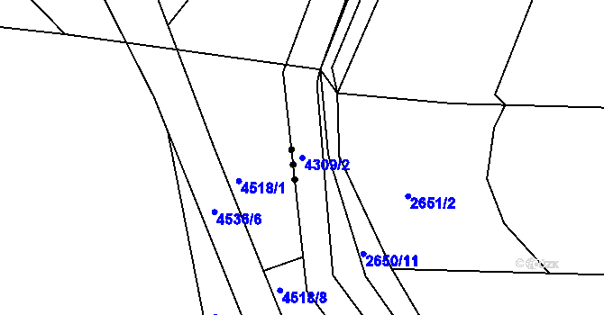 Parcela st. 4309/2 v KÚ Jaroměř, Katastrální mapa