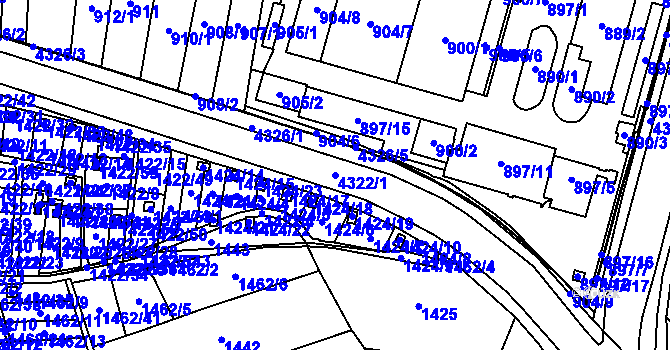 Parcela st. 4322/1 v KÚ Jaroměř, Katastrální mapa