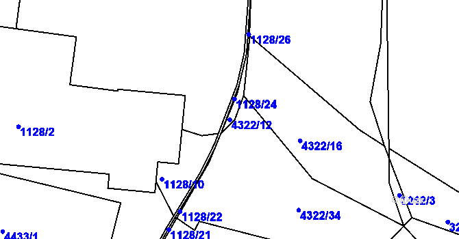 Parcela st. 4322/12 v KÚ Jaroměř, Katastrální mapa