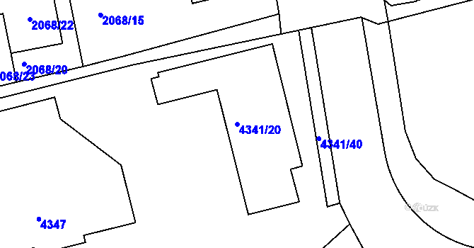 Parcela st. 4341/20 v KÚ Jaroměř, Katastrální mapa