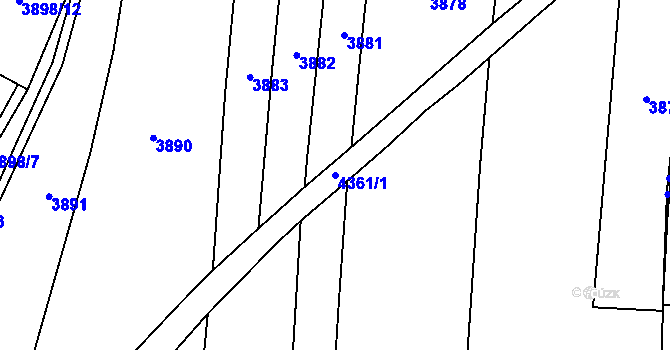 Parcela st. 4361/1 v KÚ Jaroměř, Katastrální mapa