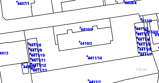 Parcela st. 4410/2 v KÚ Jaroměř, Katastrální mapa