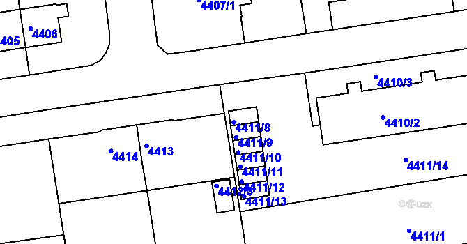 Parcela st. 4411/8 v KÚ Jaroměř, Katastrální mapa
