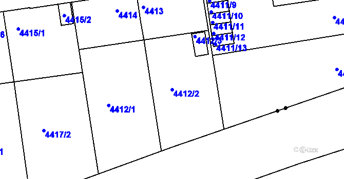 Parcela st. 4412/2 v KÚ Jaroměř, Katastrální mapa