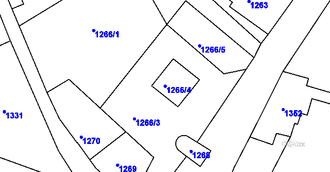 Parcela st. 1266/4 v KÚ Jaroměř, Katastrální mapa