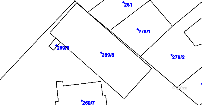 Parcela st. 269/6 v KÚ Jaroměř, Katastrální mapa
