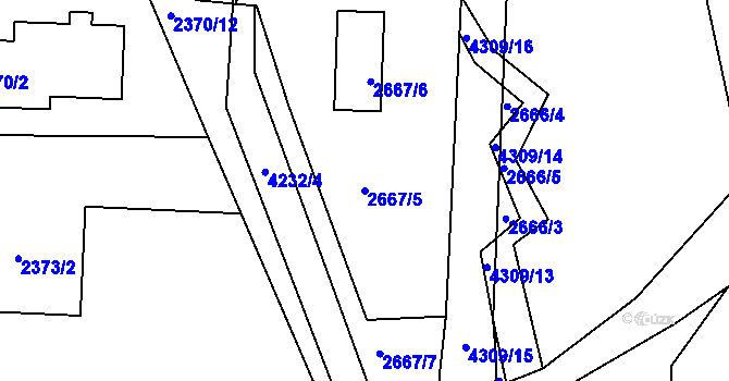 Parcela st. 2667/5 v KÚ Jaroměř, Katastrální mapa