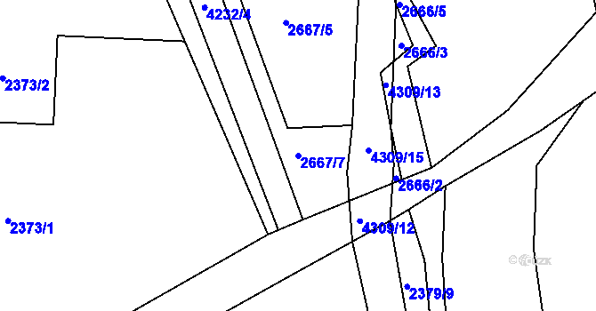 Parcela st. 2667/7 v KÚ Jaroměř, Katastrální mapa