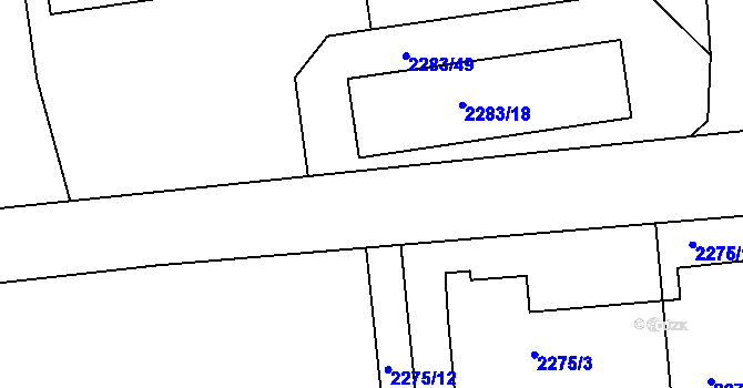 Parcela st. 2283/30 v KÚ Jaroměř, Katastrální mapa
