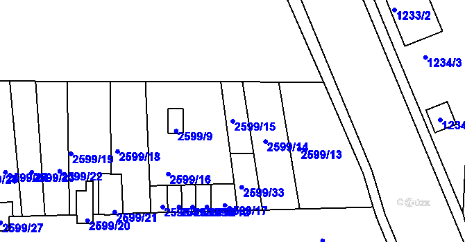 Parcela st. 2599/15 v KÚ Jaroměř, Katastrální mapa