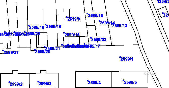 Parcela st. 2599/17 v KÚ Jaroměř, Katastrální mapa