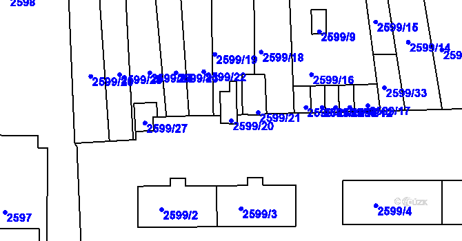 Parcela st. 2599/20 v KÚ Jaroměř, Katastrální mapa