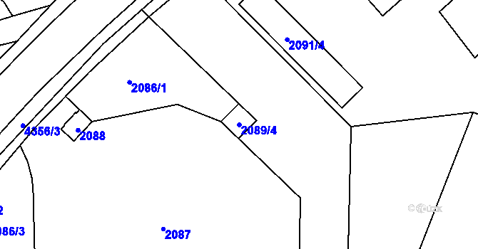 Parcela st. 2089/4 v KÚ Jaroměř, Katastrální mapa