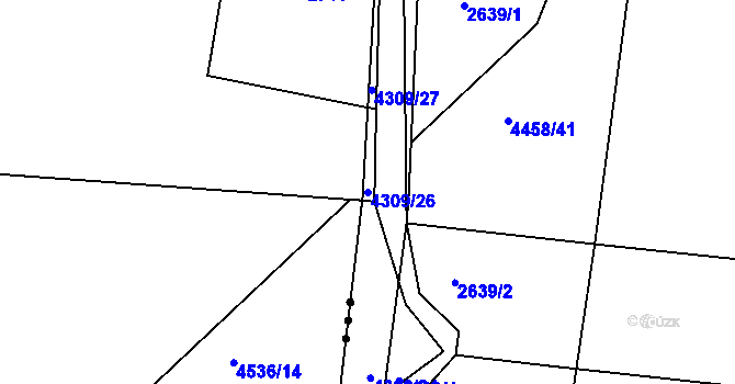 Parcela st. 4309/26 v KÚ Jaroměř, Katastrální mapa