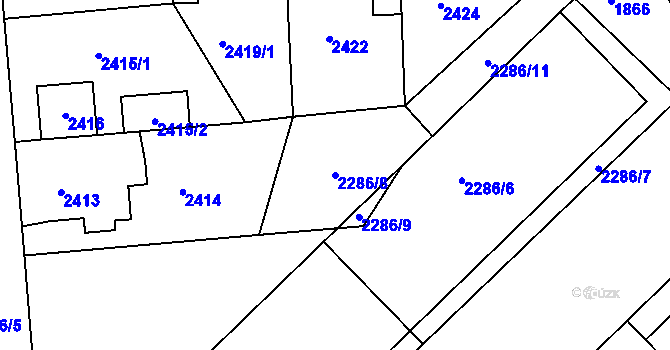Parcela st. 2286/8 v KÚ Jaroměř, Katastrální mapa