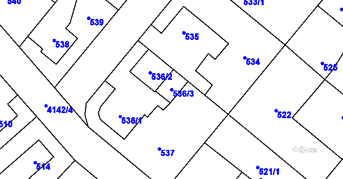 Parcela st. 536/3 v KÚ Jaroměř, Katastrální mapa