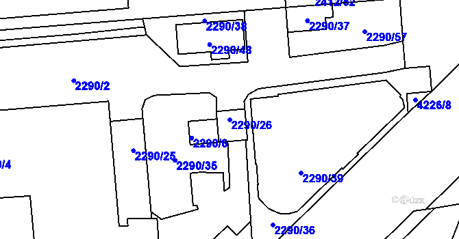 Parcela st. 2290/26 v KÚ Jaroměř, Katastrální mapa