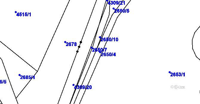 Parcela st. 2650/4 v KÚ Jaroměř, Katastrální mapa
