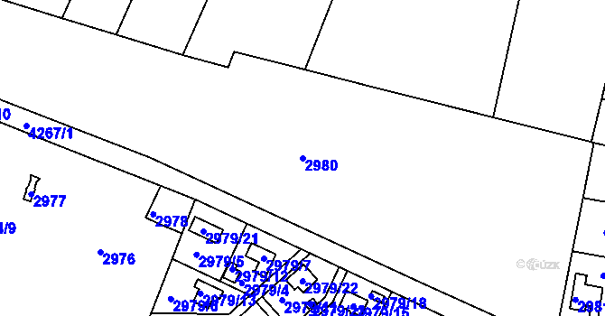 Parcela st. 2980 v KÚ Jaroměř, Katastrální mapa