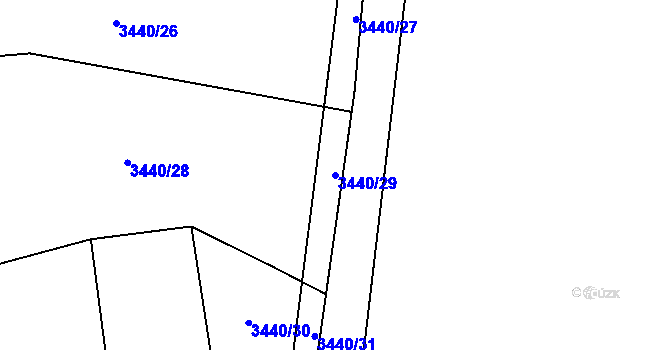 Parcela st. 3440/29 v KÚ Jaroměř, Katastrální mapa
