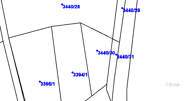 Parcela st. 3440/30 v KÚ Jaroměř, Katastrální mapa