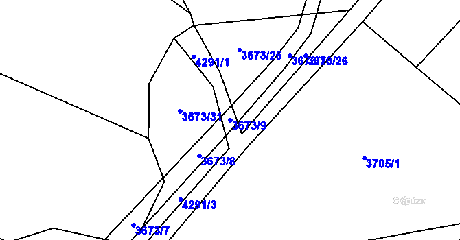 Parcela st. 3673/9 v KÚ Jaroměř, Katastrální mapa