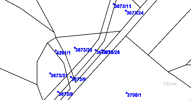 Parcela st. 3673/10 v KÚ Jaroměř, Katastrální mapa