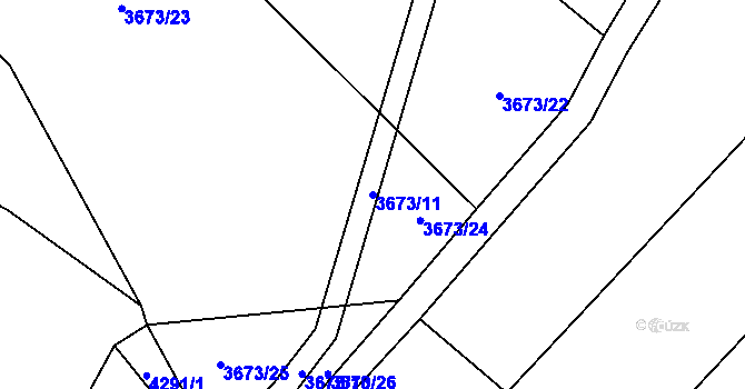 Parcela st. 3673/11 v KÚ Jaroměř, Katastrální mapa
