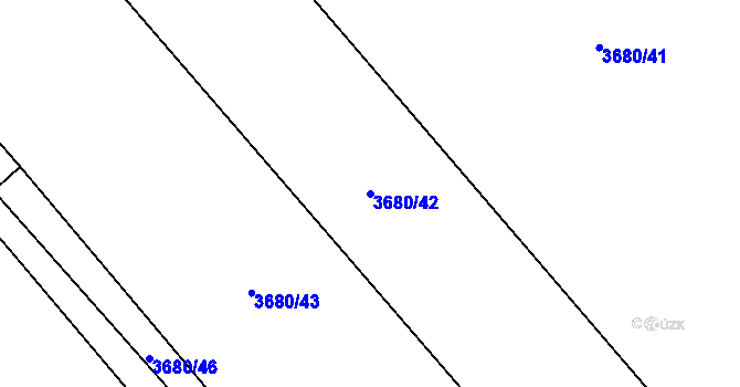 Parcela st. 3680/42 v KÚ Jaroměř, Katastrální mapa
