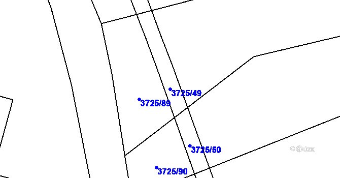 Parcela st. 3725/49 v KÚ Jaroměř, Katastrální mapa