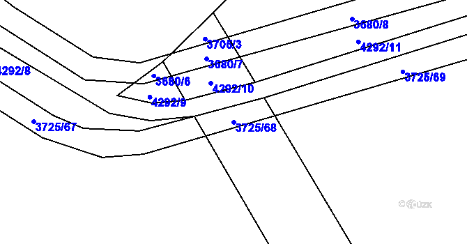 Parcela st. 3725/68 v KÚ Jaroměř, Katastrální mapa