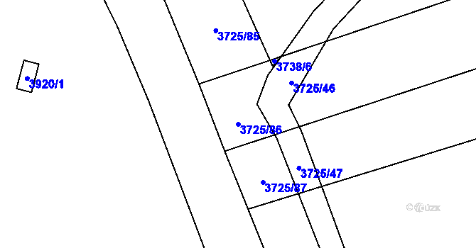 Parcela st. 3725/86 v KÚ Jaroměř, Katastrální mapa