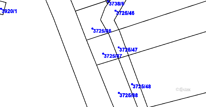 Parcela st. 3725/87 v KÚ Jaroměř, Katastrální mapa