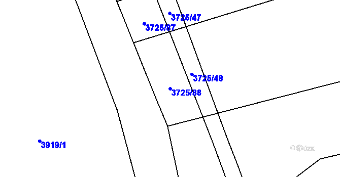 Parcela st. 3725/88 v KÚ Jaroměř, Katastrální mapa