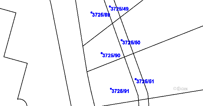 Parcela st. 3725/90 v KÚ Jaroměř, Katastrální mapa