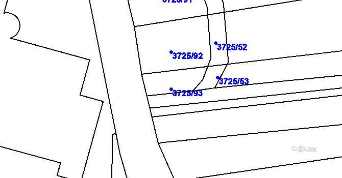Parcela st. 3725/93 v KÚ Jaroměř, Katastrální mapa