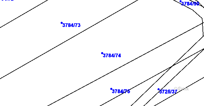Parcela st. 3784/74 v KÚ Jaroměř, Katastrální mapa