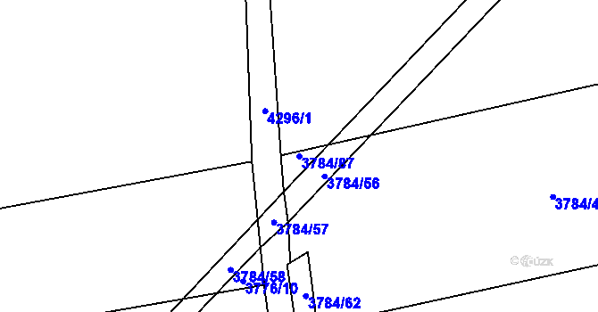 Parcela st. 3784/87 v KÚ Jaroměř, Katastrální mapa