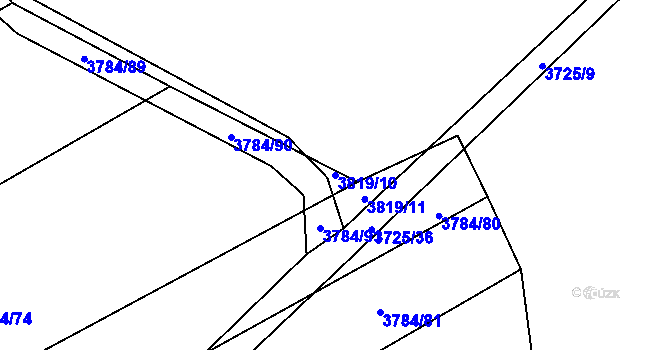 Parcela st. 3819/10 v KÚ Jaroměř, Katastrální mapa