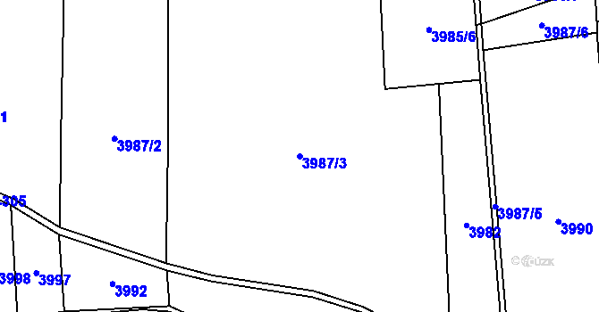Parcela st. 3987/3 v KÚ Jaroměř, Katastrální mapa