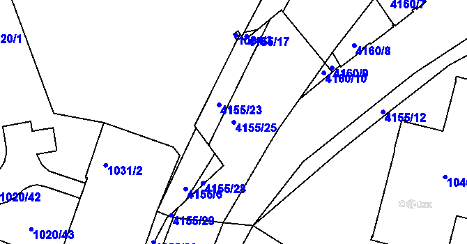 Parcela st. 4155/25 v KÚ Jaroměř, Katastrální mapa