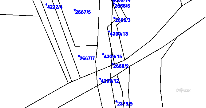 Parcela st. 4309/15 v KÚ Jaroměř, Katastrální mapa
