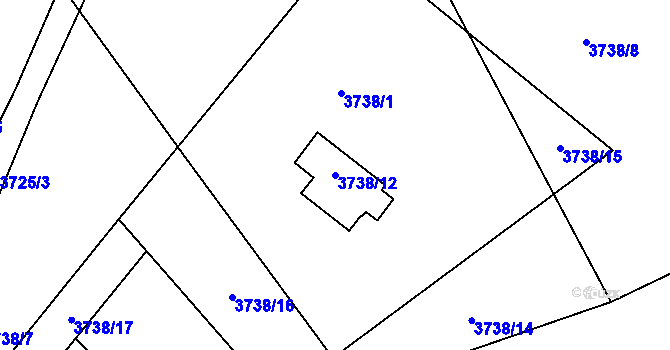Parcela st. 3738/12 v KÚ Jaroměř, Katastrální mapa