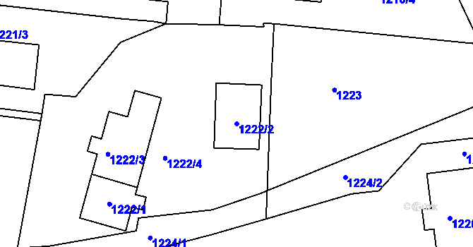 Parcela st. 1222/2 v KÚ Jaroměř, Katastrální mapa