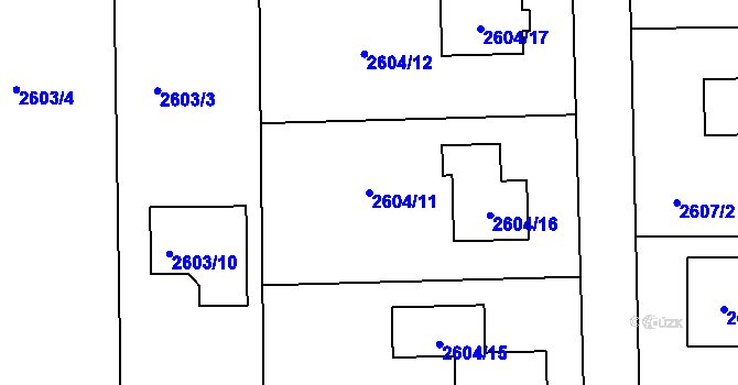Parcela st. 2604/11 v KÚ Jaroměř, Katastrální mapa